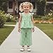 Thorn Tree Girls Summer Outfits Ruffle Sleeve Button Up Dress Tops Plaid Linen Pants Spring Toddler Girl Clothes (Green, 4-5T)