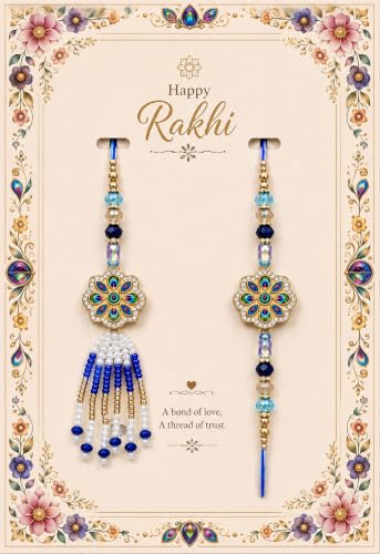 Image of Canton Rakhi For Brother and Bhabhi,Bhaiya Bhabhi Rakhi Set, Rakhi Hamper For Brother With Chocolate, Rakhi With Chocolate, Pack of 1 Bahiya Bhabhi Set (Design-75)