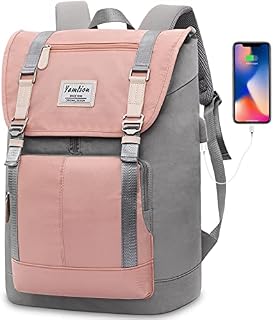 YAMTION 17" Women Laptop Backpack,Ladies Backpacks,School Backpack for Girls,University Backpack Student Bags Water Resistant with USB Charging Port for Work Gym and Travel