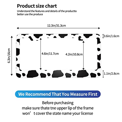 Maijee Cow Print License Plate Frame-Cow License Plate Frames-Cow Print Car Cute Tag Frames Cover Holder Front Rear Stainless Metal Aluminum White Black Spot 2 Pack 2 Holes For Women #TOP3