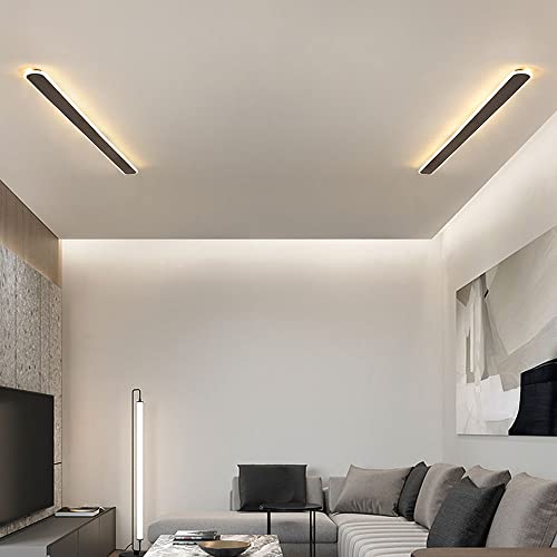 Applique da parete moderna e minimalista a LED dorata, lampada lineare nera a incasso per ambienti interni, design a strisce lunghe per esposizione e atmosfera eleganti, 80 cm, scuro