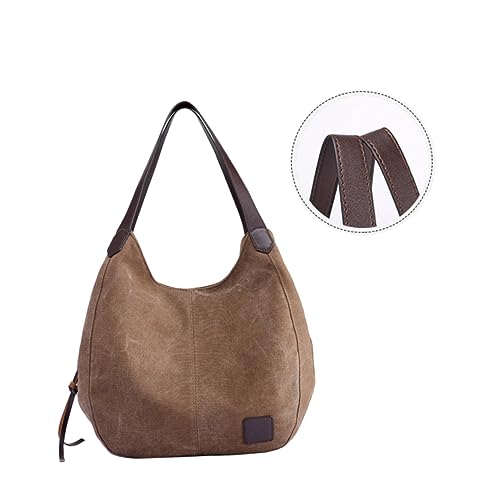 Homoyoyo Bolso De Lona Vintage Para Mujer Gran Capacidad Bolso De Hombro Casual Tipo Momia Con Cierre De Hebilla Para Día Día Trabajo Marrón
