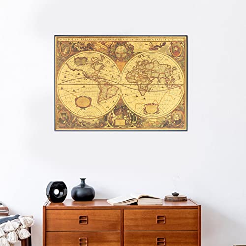 Garneck Póster De Mapa Mundo Vintage De 3 Uds. Lienzo con Mapa Mundo Marino Y Océano Náutico Impresiones De Estilo Europeo para Sala De Estar Dormitorio Y Oficina Cover