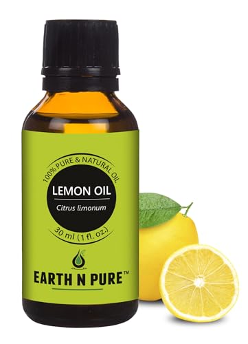 Image of Earth N Pure Lemon Essential Oil 100% Pure & Natural | for Diffuser, Aromatherapy, Skin Care, Hair Care & Cleaning | Citrus Aroma for Fresh Mood & Home Use | Undiluted Therapeutic Grade - 30ml