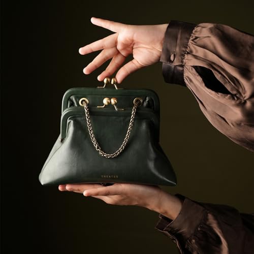 Image of Theater Francesca Vintage Kisslock Clutch Bag for Women Elegant Chain Shoulder Handbag with Structured Frame