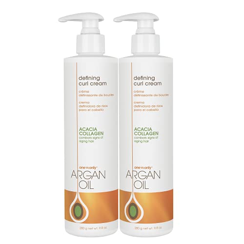 One 'n Only Defining Curl Cream with Argan Oil, Leave-in Conditioning Cream, Defines and Leaves Strong Curly Hair, Enhances Shine and Hydrates Without Sticky Residue, 9.8 Ounces (2 Pack)