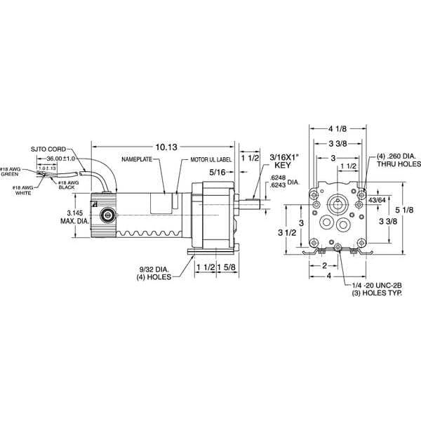 DAYTON 4Z128 W/ SPROCKET 1/8HP 90V-DC 160RPM DC GEAR 11:1 ELECTRIC MOTOR D377599