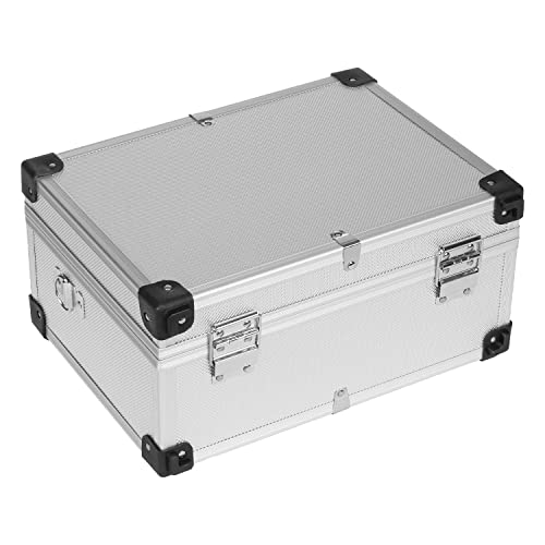 anndora Werkzeugkoffer 70106 Aluminium Rahmen Koffer - Werkzeugkiste 32,5 x 23,5 x 17,5 cm mit Neopren Auskleidung und Tragegurt - Silber