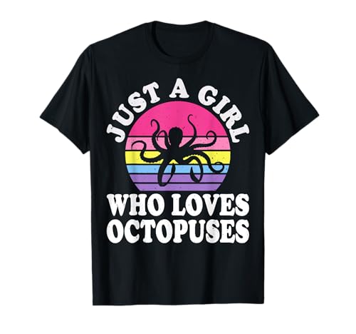 Funny sea octopus animal retro vintage gifts for octopus t-shirt, Preto, S
