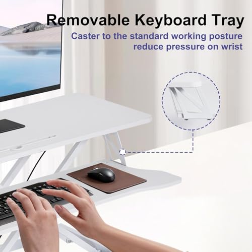 Generic 38-Inch Pneumatic Standing Desk Converter with Dual-Monitor Tray — view 6
