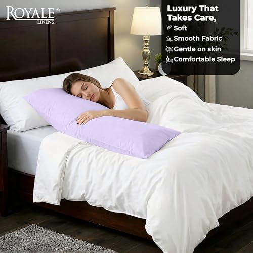 Image of Royale Linens Body Pillow Cover - Double Brushed 1800 Microfiber - 20 inchx54 inch with Hidden Zipper Closure - Wrinkle & Fade Resistant - Super Soft Body Pillowcase 2 Pack (Lavender, Pack of 2)