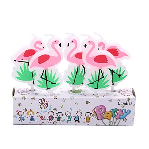 FuncartPink & Green Flamingo Cake Topper Candle(5pcs/Pack)