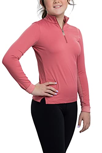 Kastel Denmark Girls Long Sleeve Sun Shirts | Sun Protective UPF 30+ | 1/4 Zip Neckline | Kids Activewear Tops