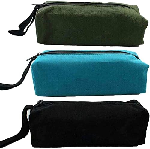 3 Pack Heavy Duty Canvas Tool Bag, Small Zipper Tool Pouch, Multi-purpose Hand Tool Pouch Tote Bag, Water Resistant Utility tools Organizer Bag, Spacious Storage Pouches with Zipper