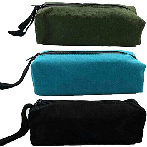 3 Pack Heavy Duty Canvas Tool Bag, Small Zipper Tool Pouch, Multi-Purpose Hand Tool Pouch Tote Bag, Water Resistant Utility Tools Organizer Bag, Spacious Storage Pouches With Zipper #TOP3