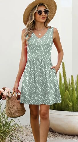 Image of WIHOLL Summer Dresses for Women 2026 Casual V Neck Sleeveless Tank Dress Beach Sundresses with Pockets