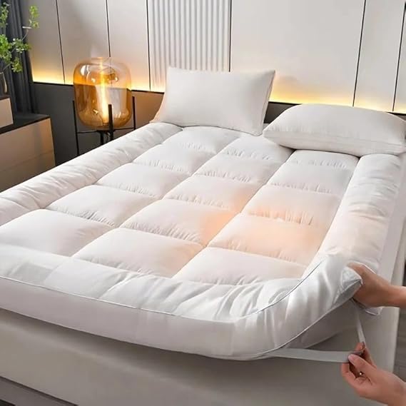 Its Sinkers Premium Quilted Mattress Topper โ Extra Thick Plush Fiberfill Padding, Ultra Soft Breathable Bed Pad with Deep Pocket Elastic Skirt, Hypoallergenic Hotel-Quality Comfort (King)