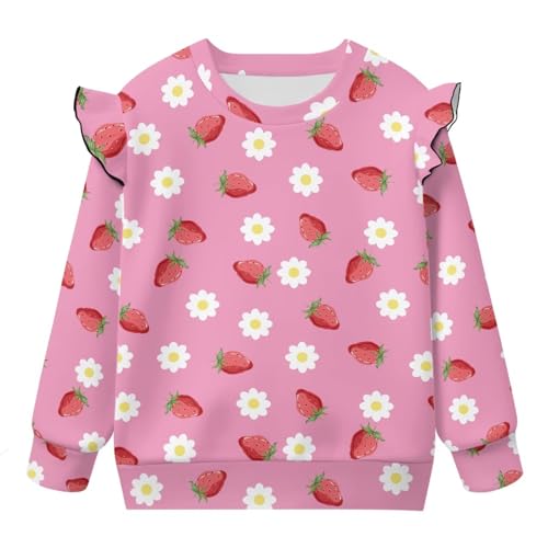 Toddler Sweatshirt Crewneck Ruffle Long Sleeve Shirts for Girls 1-8Y Cute Clothes for Kids Outdoor School4