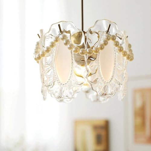Lampe à suspension de chevet américaine E14 lustre vintage perles rustiques cordon réglable
