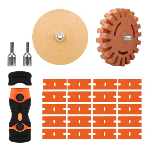 Folienradierer, Aufkleber Radiergummi, Folienradierer mit Adapter, Radierscheibe, Radierer Aufkleber Entferner, Schaber Kunststoff, Professionellen Entfernen von Folien und Kleberesten