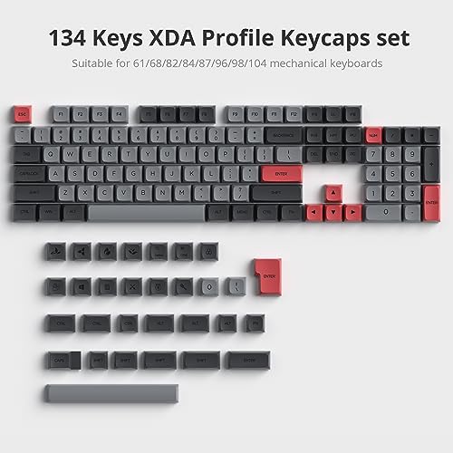 Image of Fogruaden PBT Keycaps 134 Key Dark Grey Keycaps,Custom Keycaps, XDA Profile Cute Keycap for Mechanical Keyboard
