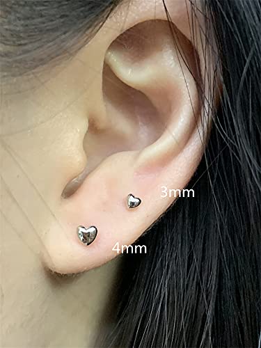 3 Pairs Tiny Love Heart Stud Earrings Sterling Silver Set for Women Girls Cute Cartilage 20g Studs Tragus Sleeper Post Pin Hypoallergenic Piercing Body Jewelry Gifts2