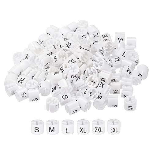 MECCANIXITY Clothes Hanger Marker S/M/L/XL/XXL/3XL Size Tag Fit 3.5mm Rod for Garment Clothing Color Coding, 120 Set