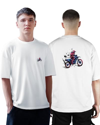 Image of Buy That Trendz Mens Oversized Tshirt Black & White Car Printed Crew Neck Cotton Drop Shoulder Half Sleeve Stylish Tshirt