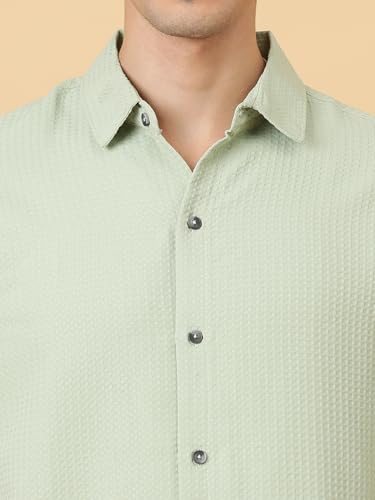 Image of KOTTY Men's Textured Casual Shirt - Long Sleeve||Button-Down Collar||Classic Fit