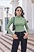 Ekouaer Turtleneck Shirt Women Long Sleeve Mock Neck Slim Fit Tops Thermal Base Layer Soft Lightweight Stretch Undershirts Light Green S