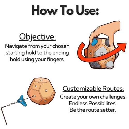 Boulder Block Pour Grimpeurs – Bloc En Bois Avec Prises Simulées, Renforcement Doigts, Préhension, Précision, Configurable, Cadeau, Entraînement Portable