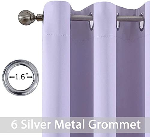 Yakamok 63 Inch Length Blackout Curtains for Bedroom, Thermal Insulated Room Darkening Grommet Top Window Drapes for Living Room,Lilac,42W x 63L,2 Panels