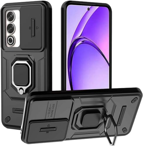 Image of SHINESTAR Tough Armor Oppo A3 Pro 5G Bumper Back Case Cover | Ring Holder & Sliding Camera Shield Cover | 360 Degree Protection Back Case Cover for Oppo A3 Pro 5G (Black)