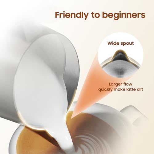 MHW-3BOMBER Milk Frothing Pitcher - 20oz/600ml Milk Frother Cup with U-Shaped Spout - SUS 304 Steaming Pitcher - Cappuccino Latte Art Cup for Barista - Quadrilateral Body - Glossy P5182-OS - Thumbnail 5