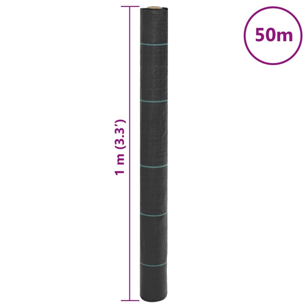 Membrana para césped y jardín, jardinería, paisajismo, tela, membrana, negro, 1 x 50 m PP