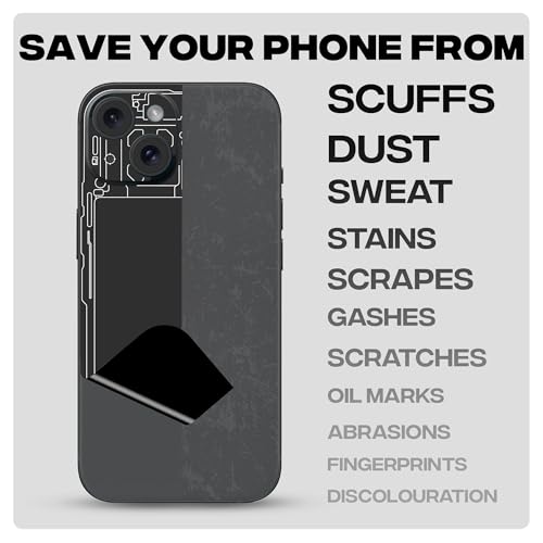 Image of Capes India Mobile Phone Skins Compatible with Apple iPhone 15 | Not a Cover /Case | Protective Film Vinyl Sticker (Teardown Black, Full Body Skin)
