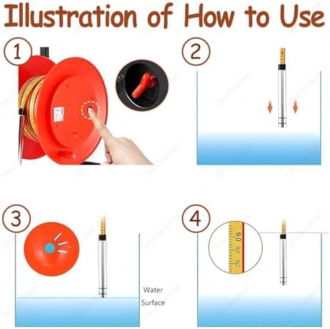 Portable Electronic Water Level Meter with Stainless Steel Probe, Indicator Light & Peak Display for Accurate 20m Well, Borehole & Reservoir Measurement