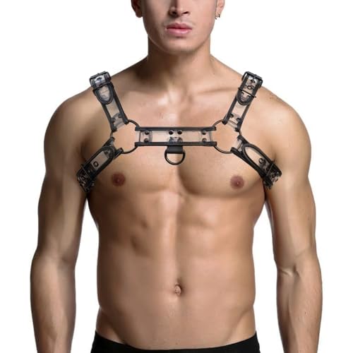 Mens Harness Belt Transparent PVC Body Chest Harness Belt for Halloween Christmas