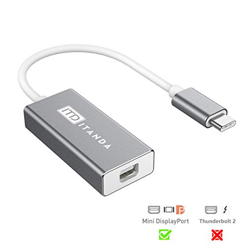 USB-C to Mini DisplayPort Adapter, ITD ITANDA 4K Thunderbolt 3 to Mini DP Adapter Cable for Apple New MacBook 2017, ChromeBook Pixel Samsung S8(No Thunderbolt 2)