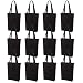 Lily Queen Cotton Canvas Tote Bag Durable Canvas Shopping Bags Reusable Grocery Gift Bags Washable with Flat Bottom (Black - 12 Pack)
