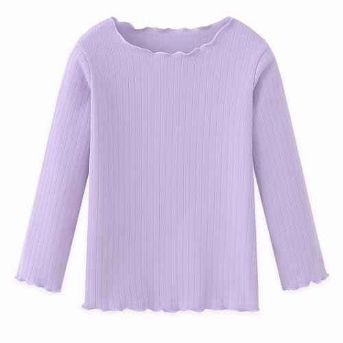 Image of Girls Thermal Underwear Set Girls' Ruffle Trim Fall Base Layer Apparel Set Winter Top and Long pants Violet for 3Y