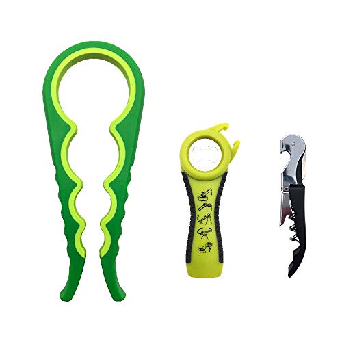 BITEYI Multifonctionnel Ouvre-Bocal,5 en 1 Ouvre-boîte et Ouvre-Bouteille Tire-Bouchons Conçu pour Vieil Homme,Mains FaiblesL'arthrite et Femmes (Vert) Cover
