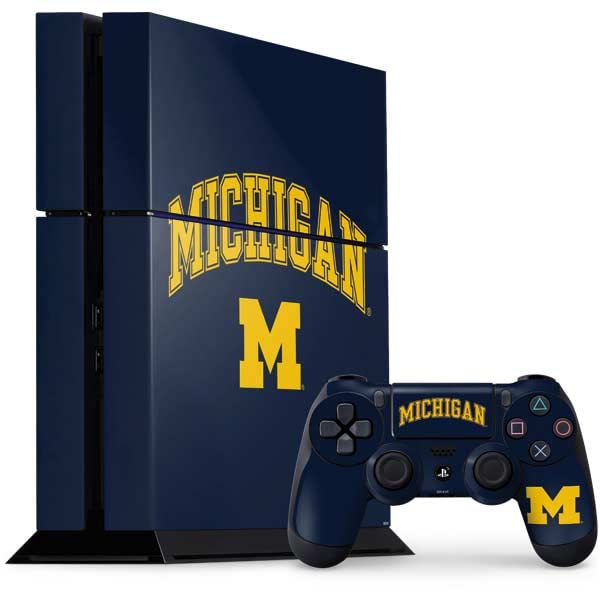 Skinit Decal Gaming Skin Compatible with PS4 Console and Controller Bundle - Officially Licensed College Michigan M Design