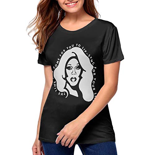 CuiMr.ZEi Women RuPaul Lip Sync for Your Life T Shirts XXL Black