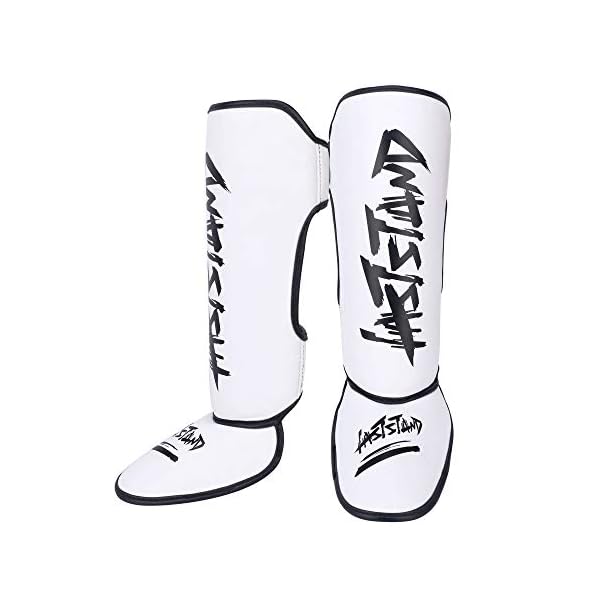 ASTSTAND-Shin-Guards-Sporting-Goods-Kickboxing-Martial-Arts-Muay-Thai-MMA-Armour ASTSTAND Shin Guards Sporting Goods, Kickboxing Martial Arts Muay Thai MMA Armour (White,L)