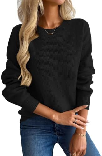 ZEAGOO Pullover Damen Elegant Herbst Winter Grobstrickpullover | Rundhals| Langarm |Warm |Pulli Einfarbig |Colorblock| Sweater S-XXL