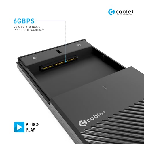 Image of Cablet 2.5 Inch SATA Type C 3.1 HDD /SSD 6GBPS Speed Portable External Enclosure, 7mm and 9.5mm, Tool-Free Design, Supports UASP Max 6TB (Type C)