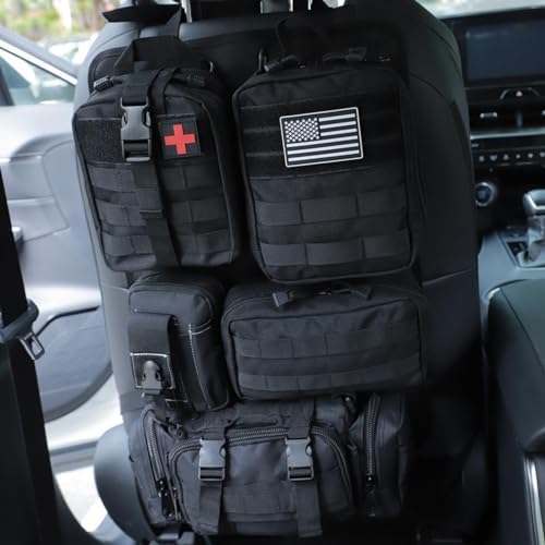 Military Style Car Seat Hanging Organiser | MOLLE Tactical Pockets Hook And Loop Patch | 3 Colours Available - Canada - View #2