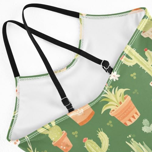 Sprouting Cacti Spring Green Toddler Girl Swimsuit 1-Piecing Bathing Suit Toddler Swim Suits for Girls Swimwear 3T4