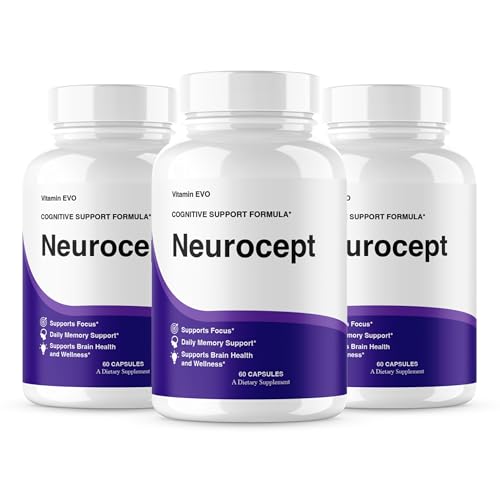 (3 Pack) Neurocept Brain Supplement Capsules, Official Neuro cept Nootropic Focus Support, Neurocept Advanced Formula Brain & Memory Support, Neuro cept Pills Overall Health & Wellness (180 Capsules)